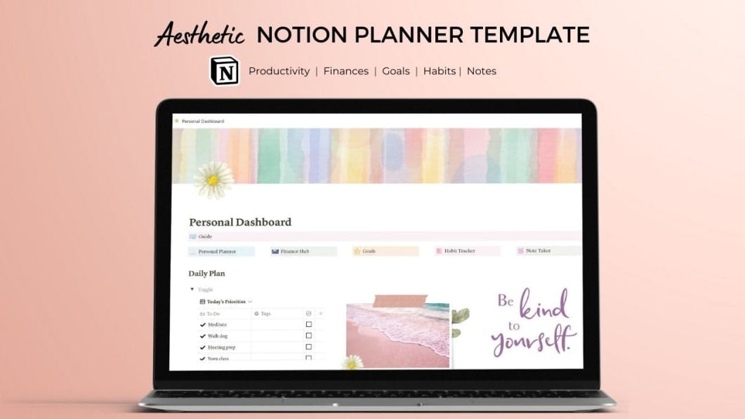 Aesthetic Notion Life Planner Template