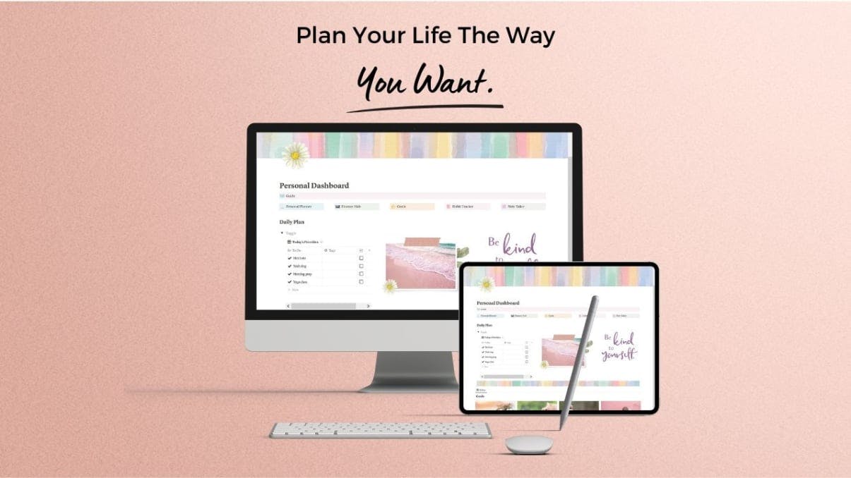 Aesthetic Notion Life Planner Template | Prototion