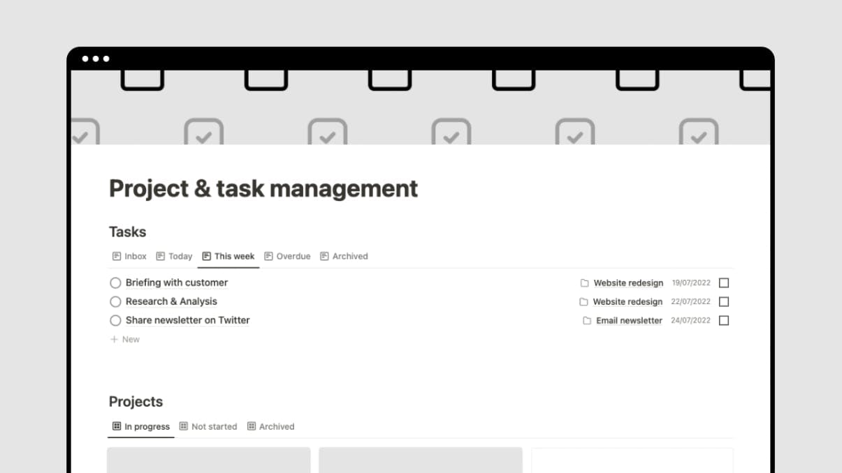 Project and task management | Prototion | Notion Template
