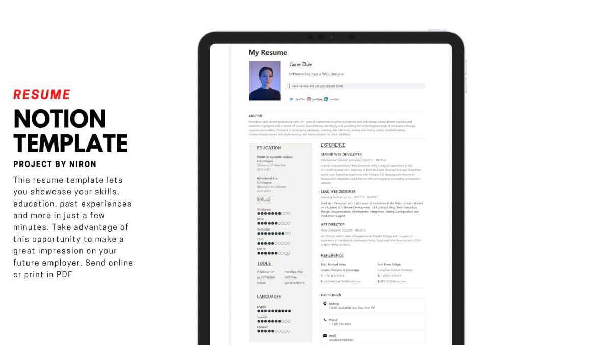 Resume Notion Template | Prototion | Buy Notion Template
