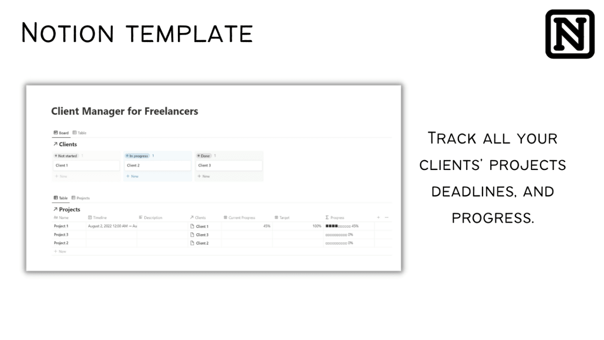 Client Manager for Freelancers | Notion Template