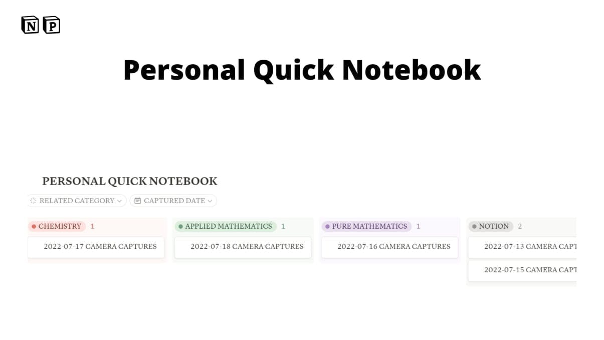 PERSONAL QUICK NOTEBOOK | Prototion | Buy Notion Template