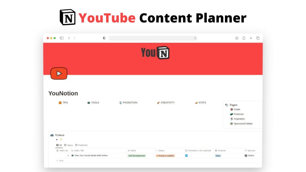 YouNotion - YouTube Content Planner
