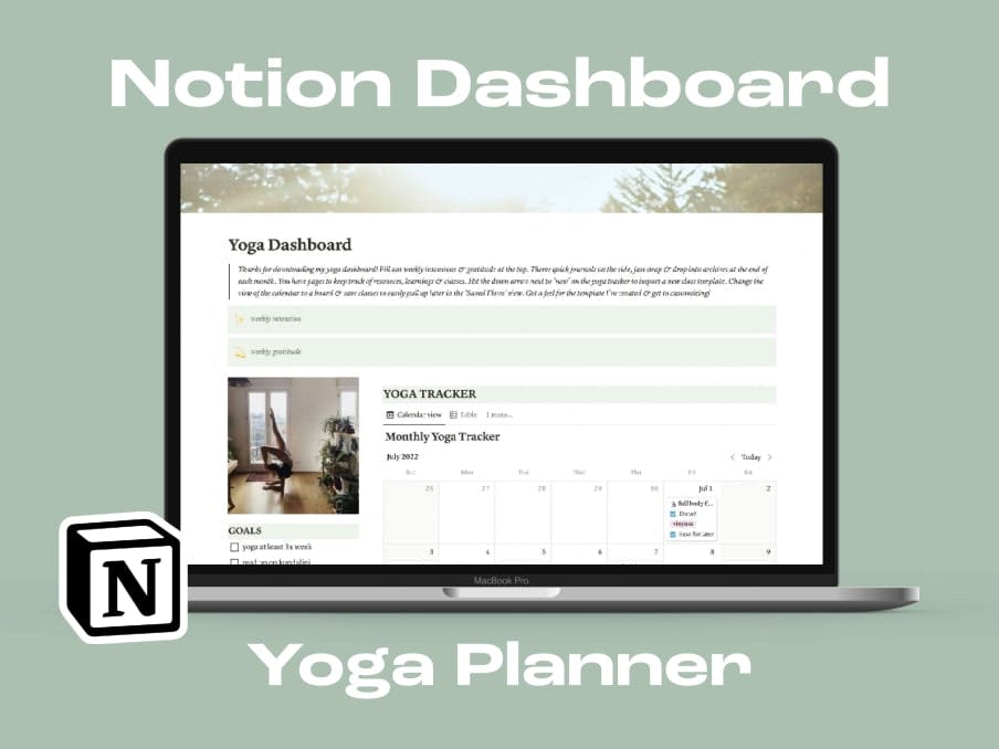 Yoga Planner Dashboard | Prototion | Buy Notion Template