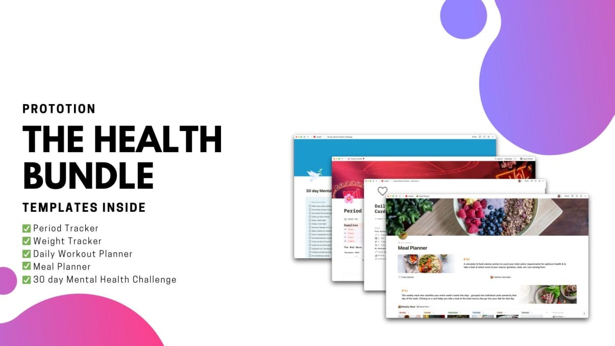 Notion Template Bundle for Health