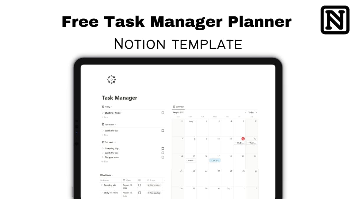 Free Task Manager For Productivity | Notion template