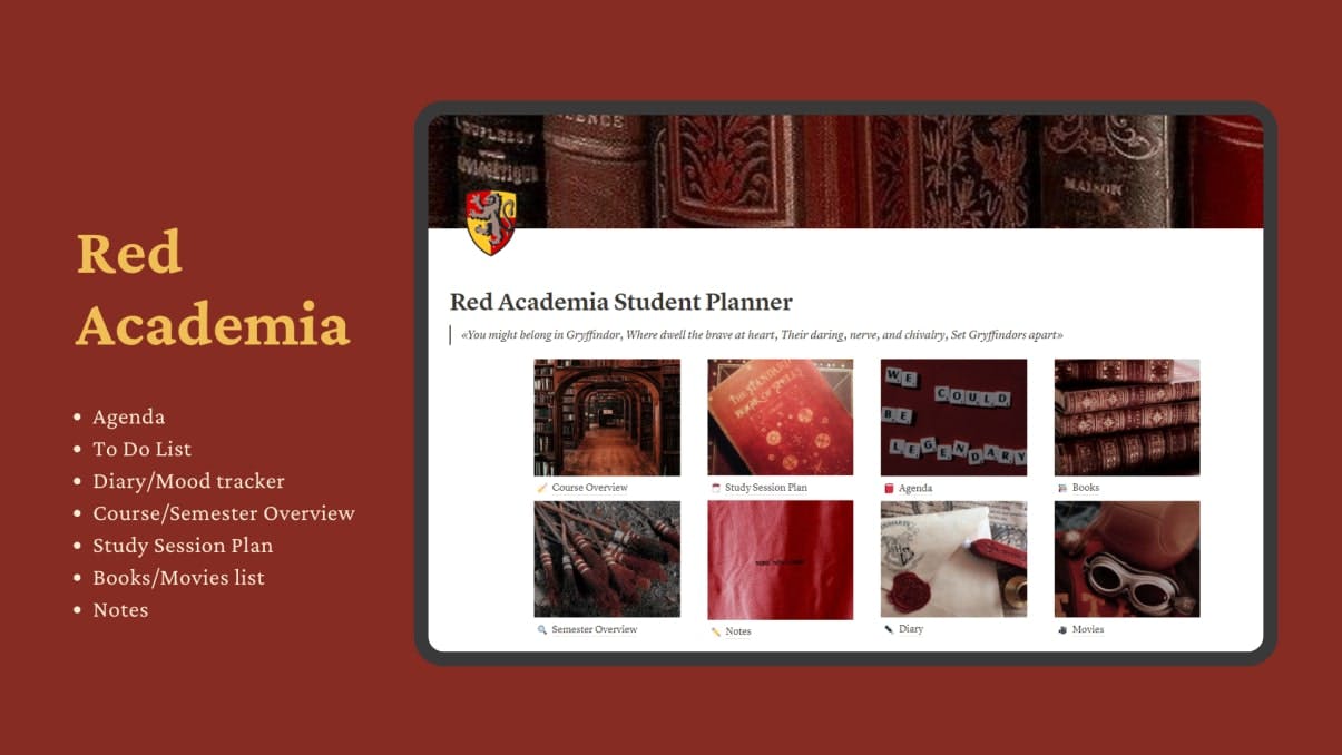Red Academia Student Planner | Prototion | Notion Template