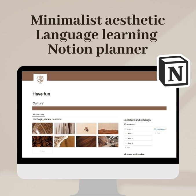 Language Learning (aesthetic, minimalist) | Notion Template