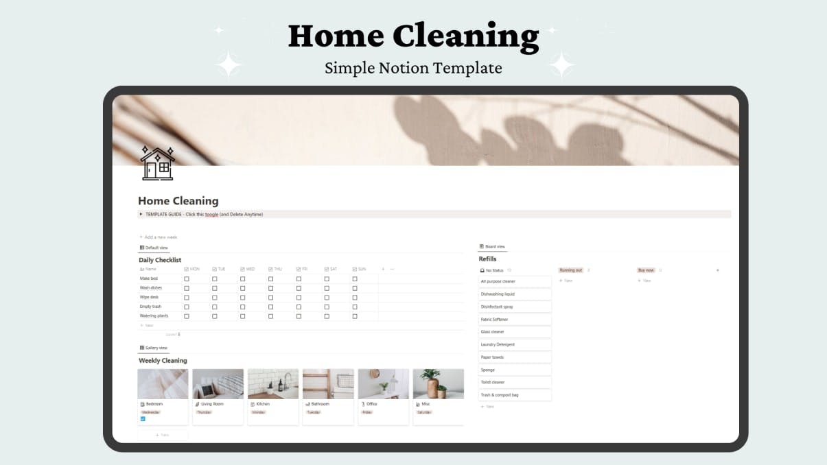 Home Cleaning | Prototion | Get Notion Template