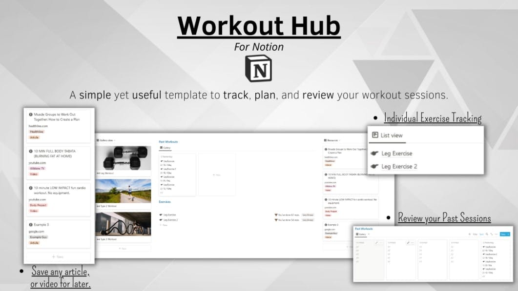 Workout Hub for Notion