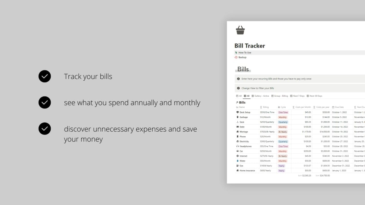 Bill Tracker | Prototion | Get Notion Template
