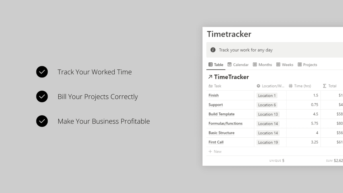 Time Tracker - TrackMe | Prototion | Get Notion Template