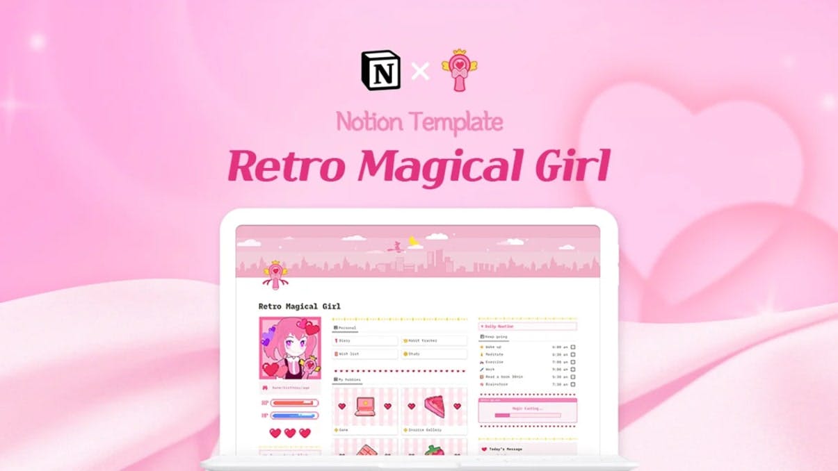 Retro Magical Girl Life | Prototion | Buy Notion Template
