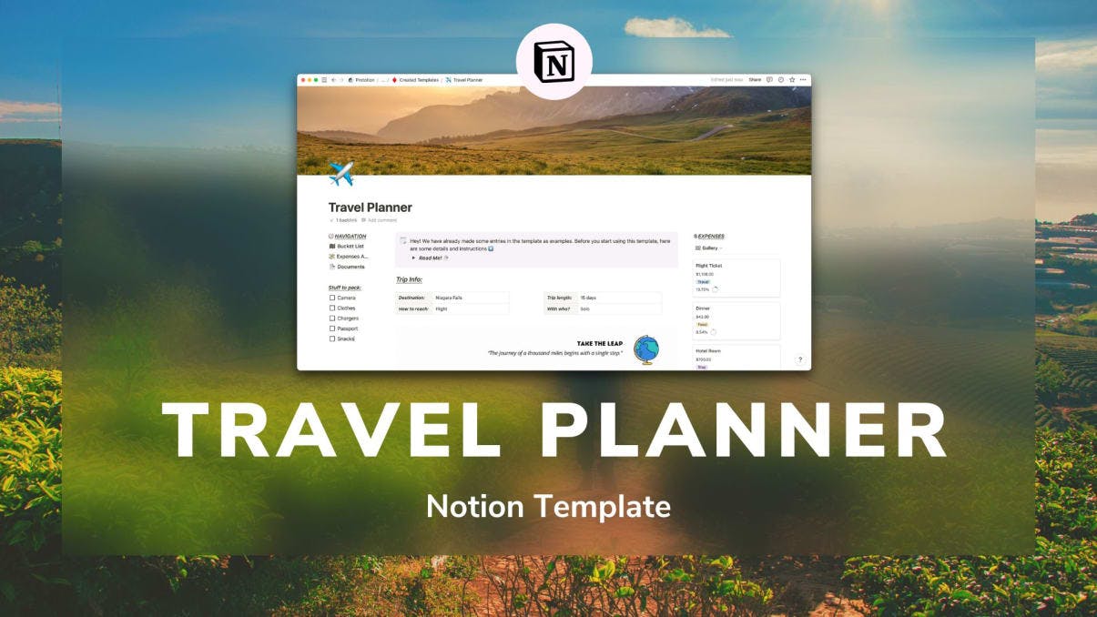 Travel Planner | Prototion | Buy Notion Template