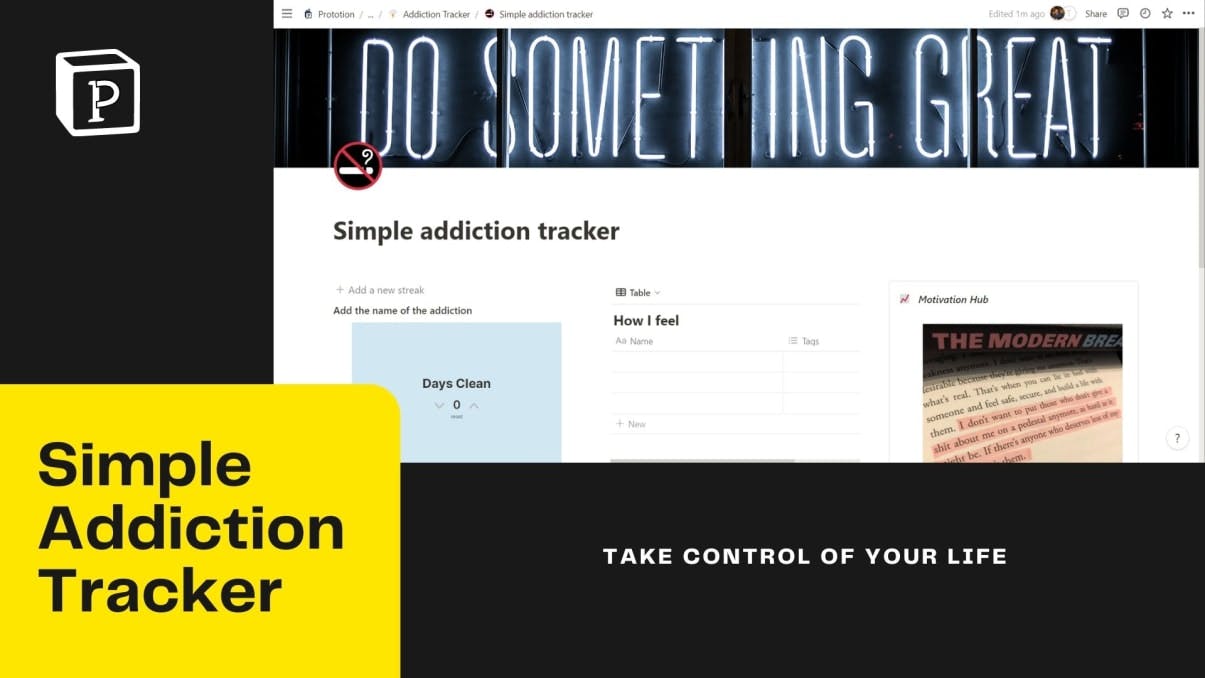 Addiction Tracker | Prototion | Buy Notion Template