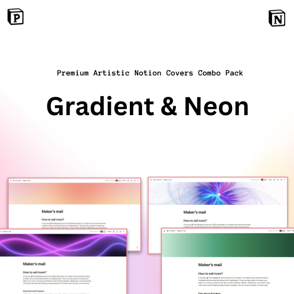 B1G1: Notion Gradient & Neon Covers Pack