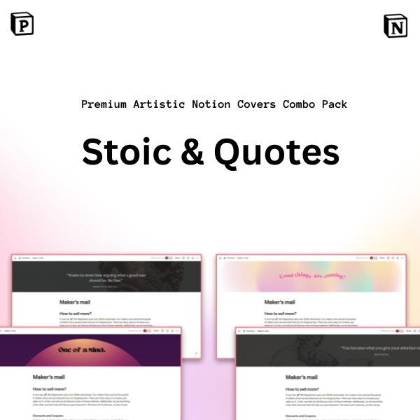 B1G1: Notion Stoic & Quotes Covers Pack