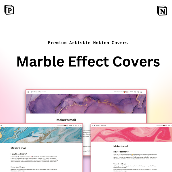 Marble effect Notion Covers Pack