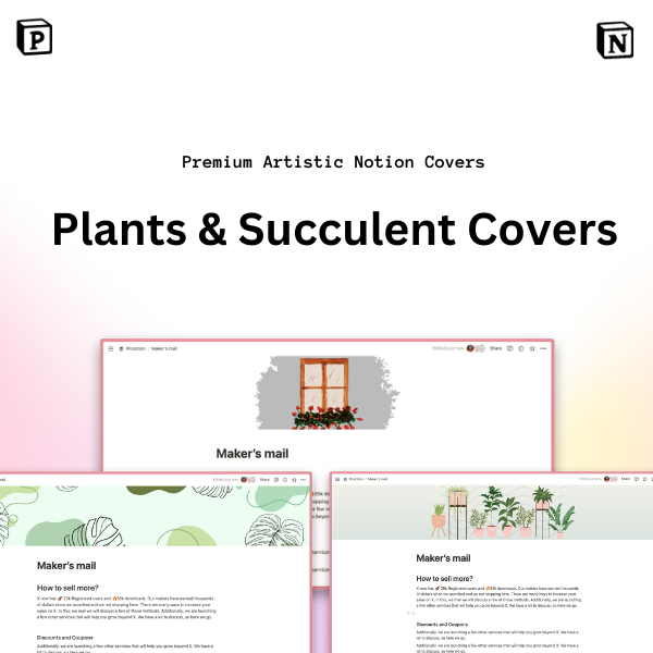 Plants & Succulents Notion Covers Pack